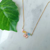 Name Chain with Pink Bow 5 Grams, 18KT Gold